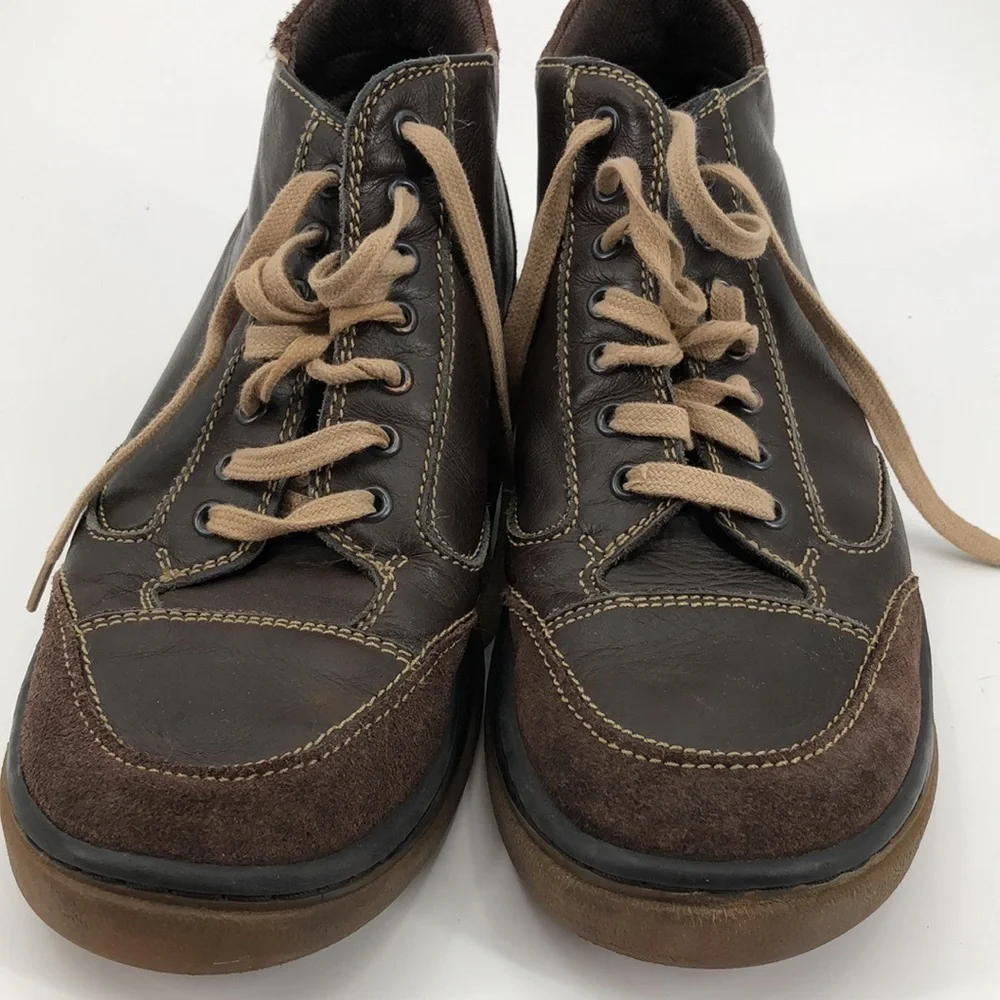 Johnston & Murphy Size 9 Lace Up Brown Leather with Suede Shoes Boots